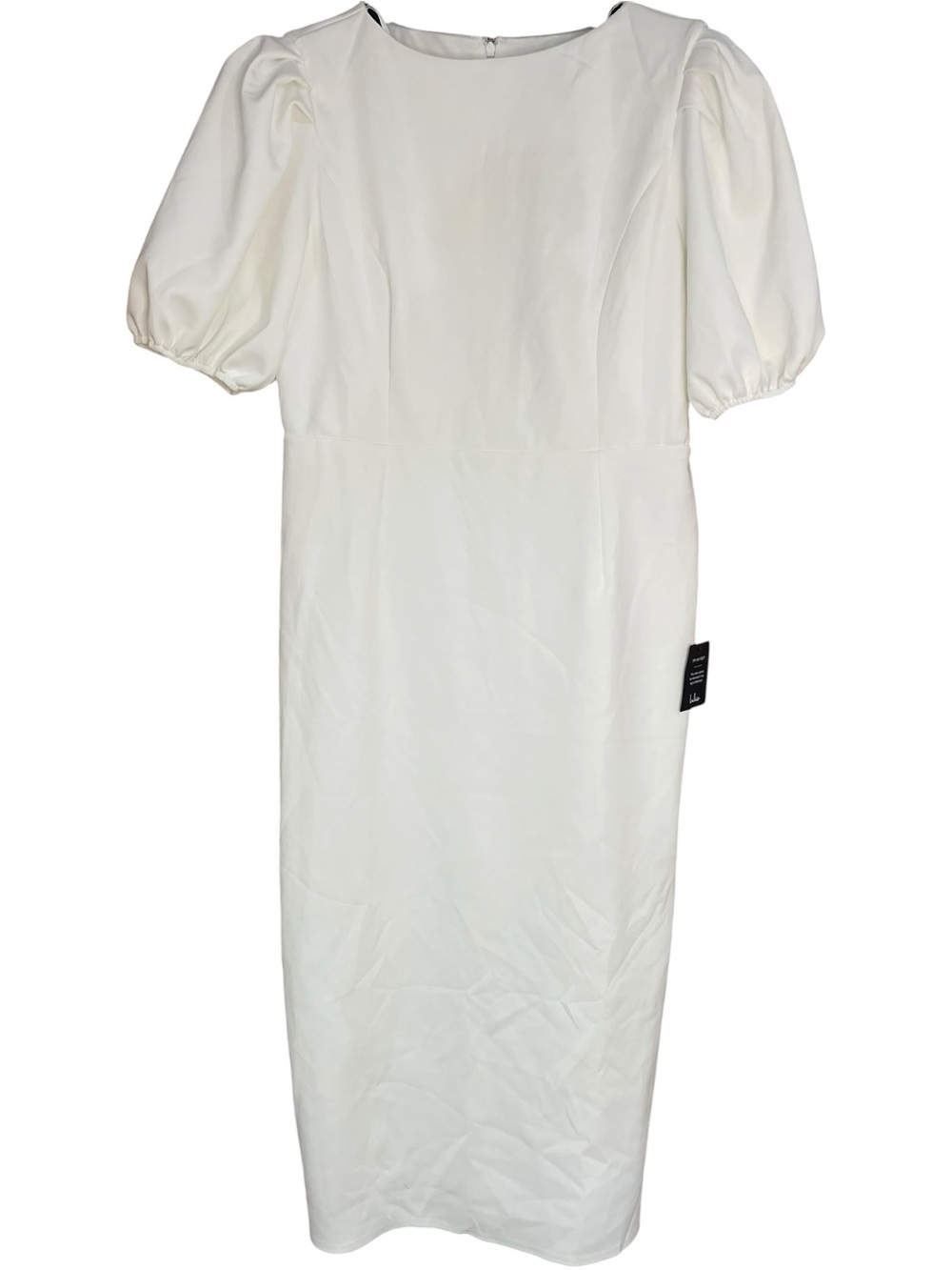 Lulu’s Simply Beloved Puff Sleeve Bodycon Midi Dress White